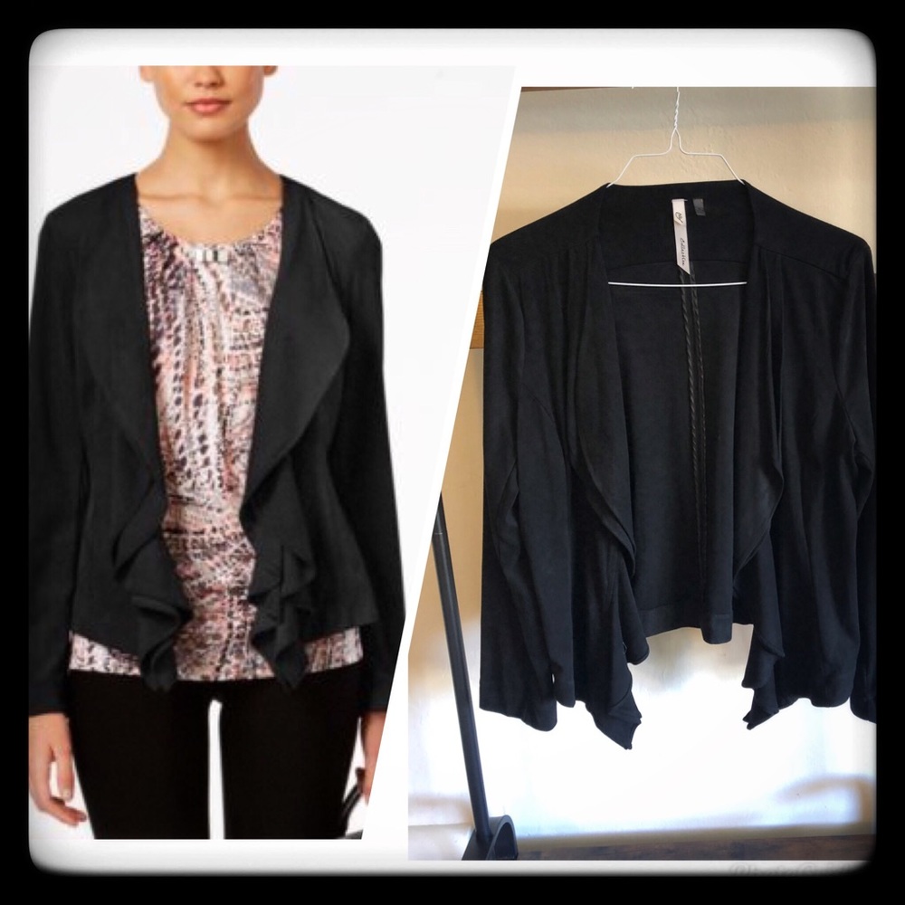 NY Collection Faux-Suede Cascade Jacket